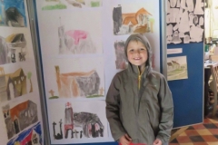 St Lawrence Church - A Young Effingham Resident in Front of his Painting of the Church